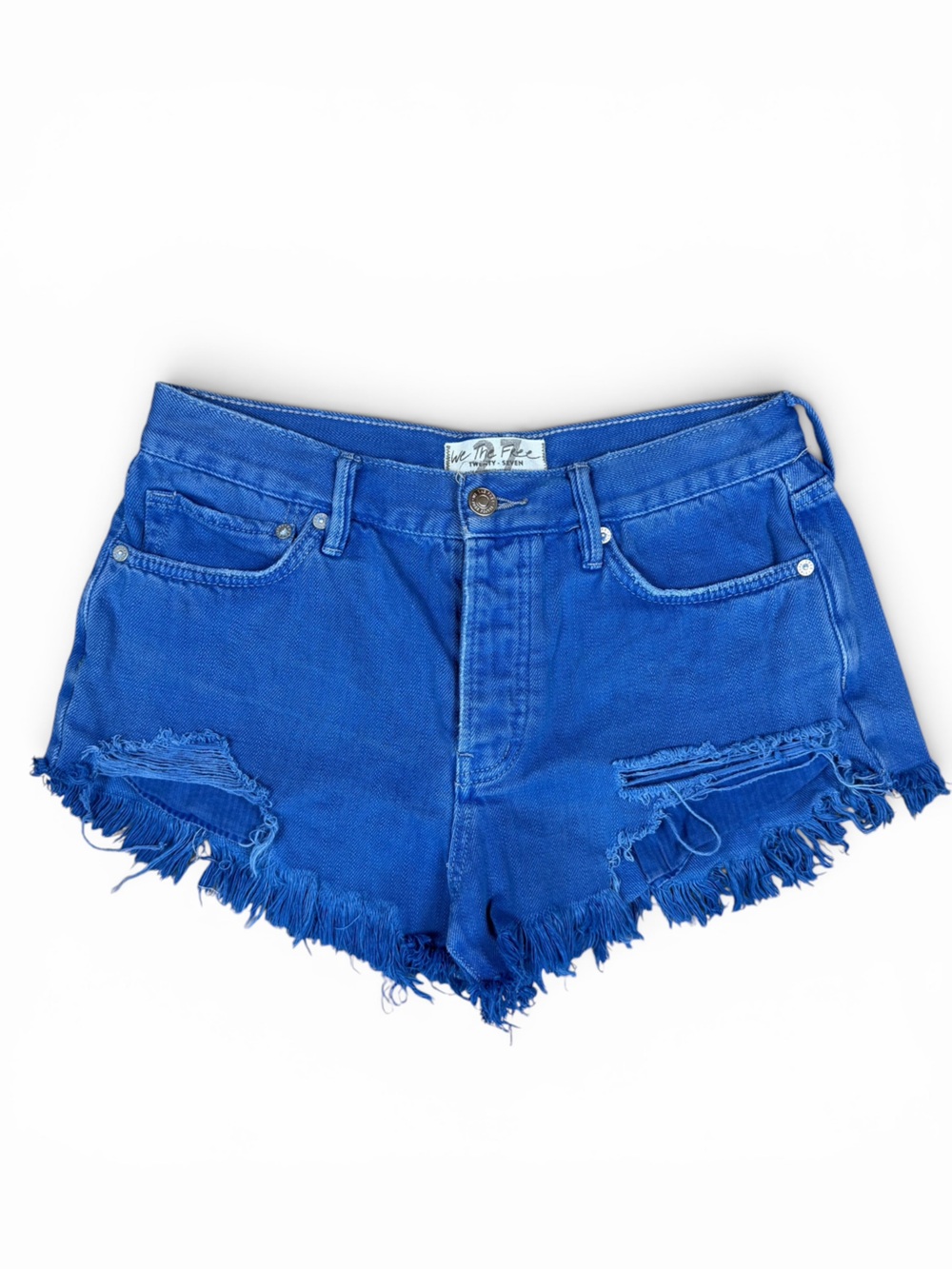 We The Free Distressed Denim Cutoff Shorts Blue Size 27